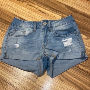 light blue jean shorts